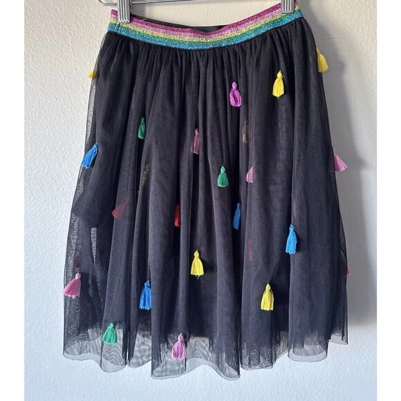 Stella McCartney Tulle Skirt Kids Size 10 Years Rainbow Tassel Black Party Retro - Picture 4 of 7